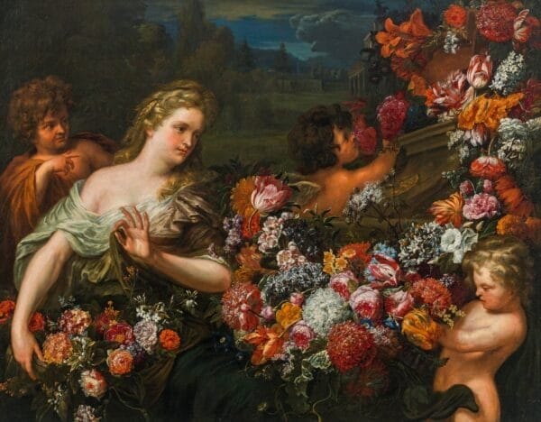 Flora Italian landscape - Abraham Brueghel and Guillaume Courtois