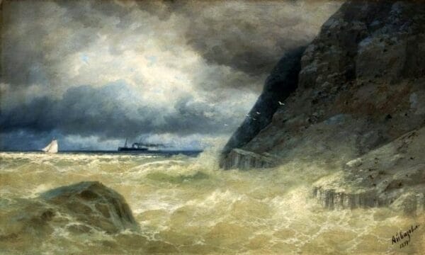Seascape with a steamer - Ivan Ayvazovsky 1897