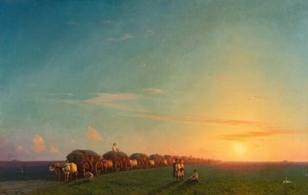 Broad landscape with settlers - Ivan Ayvazovsky 1856