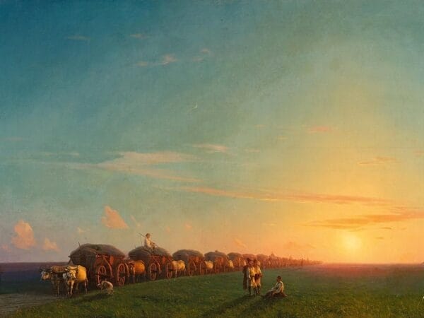 Broad landscape with settlers - Ivan Ayvazovsky 1856