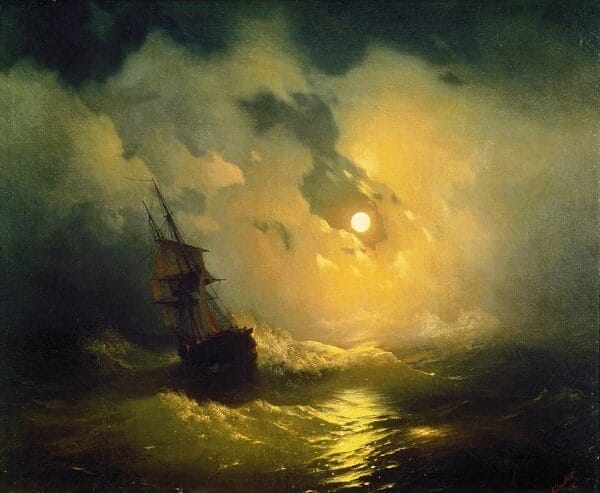 Stormy sea at night - Ivan Ayvazovsky 1849
