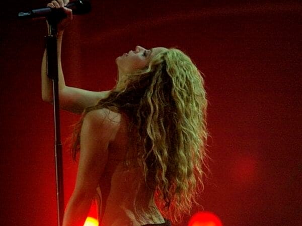 Shakira performing at the Rock in Rio concert in 2008